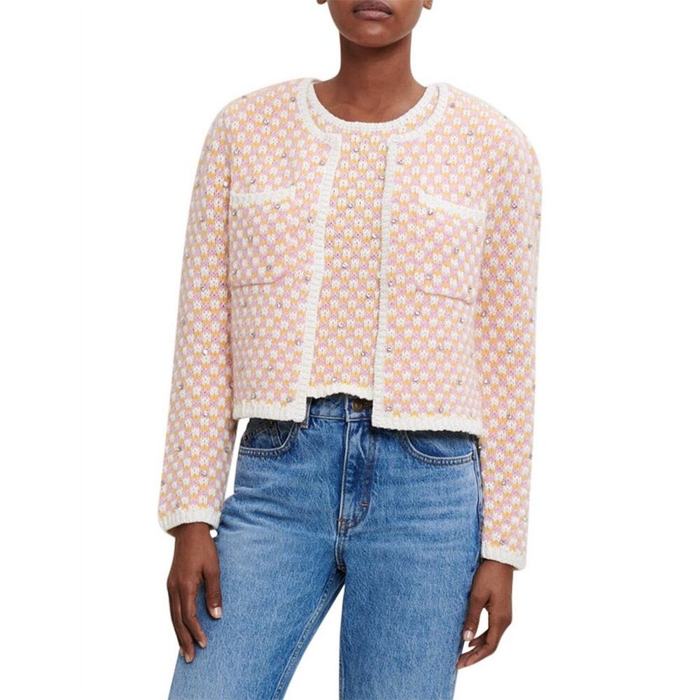 NWT $385 Maje Maree Crystal Detail Sweater Cardigan Size Medium